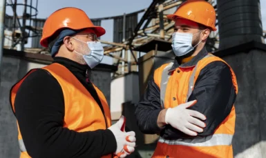 Worker wearing PPE gear on construction site