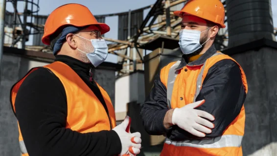 Worker wearing PPE gear on construction site